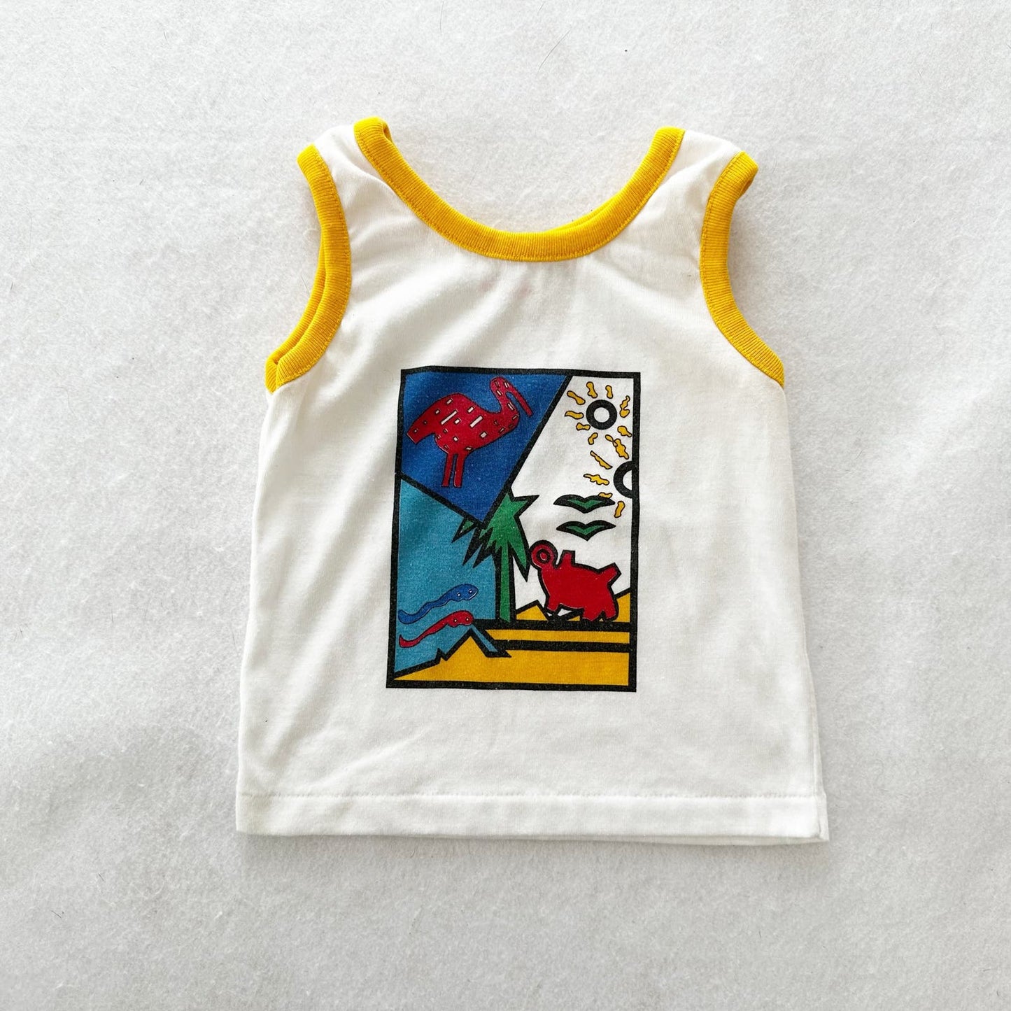 Vintage KidzStuff Abstract Animals Tank: 2T? - Yellow Clover Vintage Kids Clothes