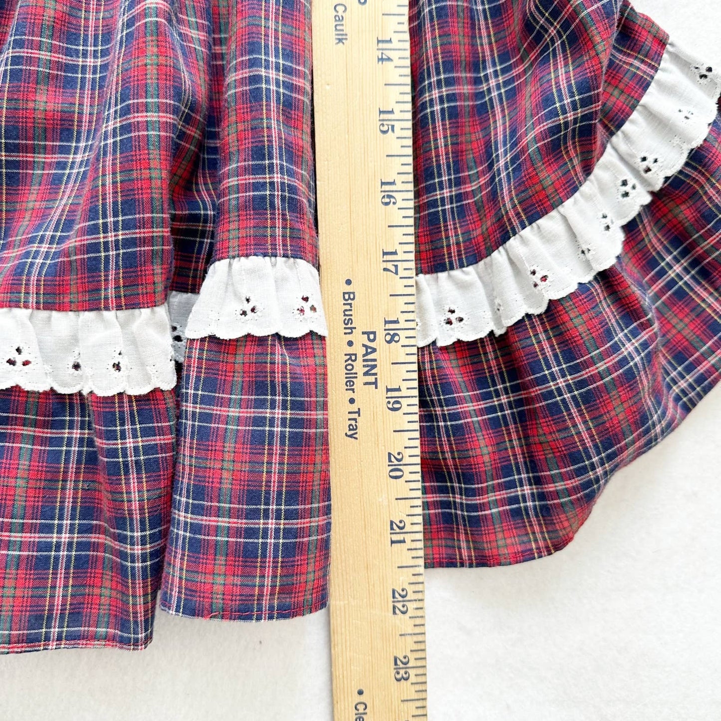 Vintage JM Rags Plaid Smocked Embroidered Long Sleeve Dress: 4T - Yellow Clover Vintage Kids Clothes