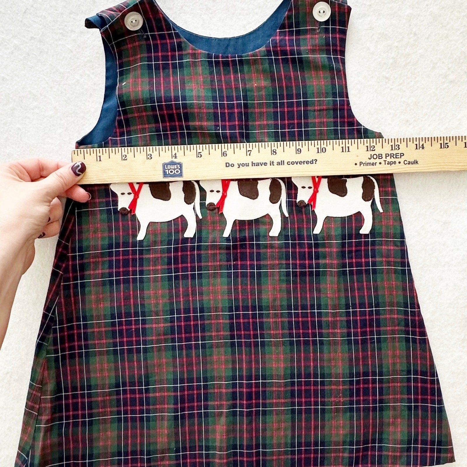 Vintage Kelly’s Kids Boutique Cow Appliqué Plaid Dress: 3T? - Yellow Clover Vintage Kids Clothes