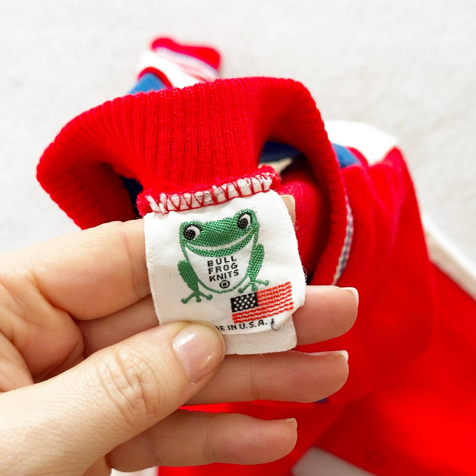 Vintage Bull Frog Knits Hockey Dog Embroidered Romper: 12m? - Yellow Clover Vintage Kids Clothes