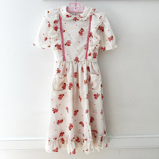 Vintage Handmade 80s Strawberry Shortcake Full Length Dress: 7y? - Yellow Clover Vintage Kids Clothes