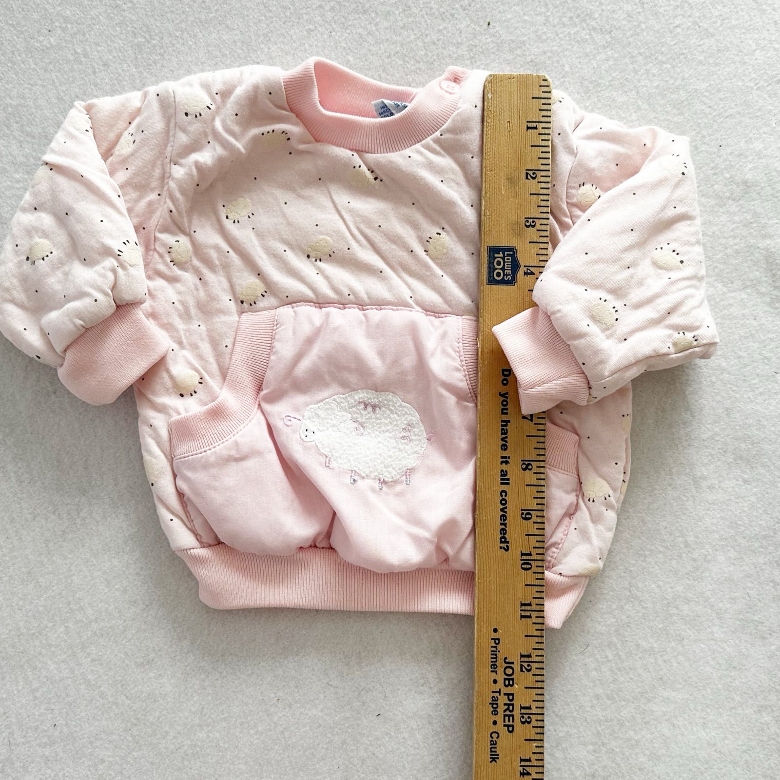 Vintage Flossy Sheep Applique Quilted Sweatshirt Set: 12m - Yellow Clover Vintage Kids Clothes