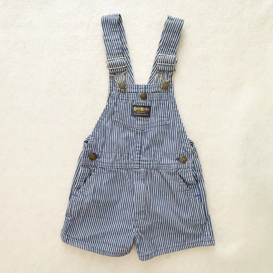 Vintage OshKosh Hickory Striped Blue Shortalls: 4T - Yellow Clover Vintage Kids Clothes