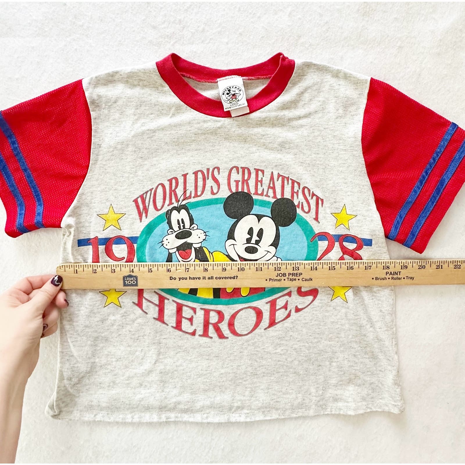 Vintage Mickey & Co. Greatest Heroes Tee: 10y? - Yellow Clover Vintage Kids Clothes