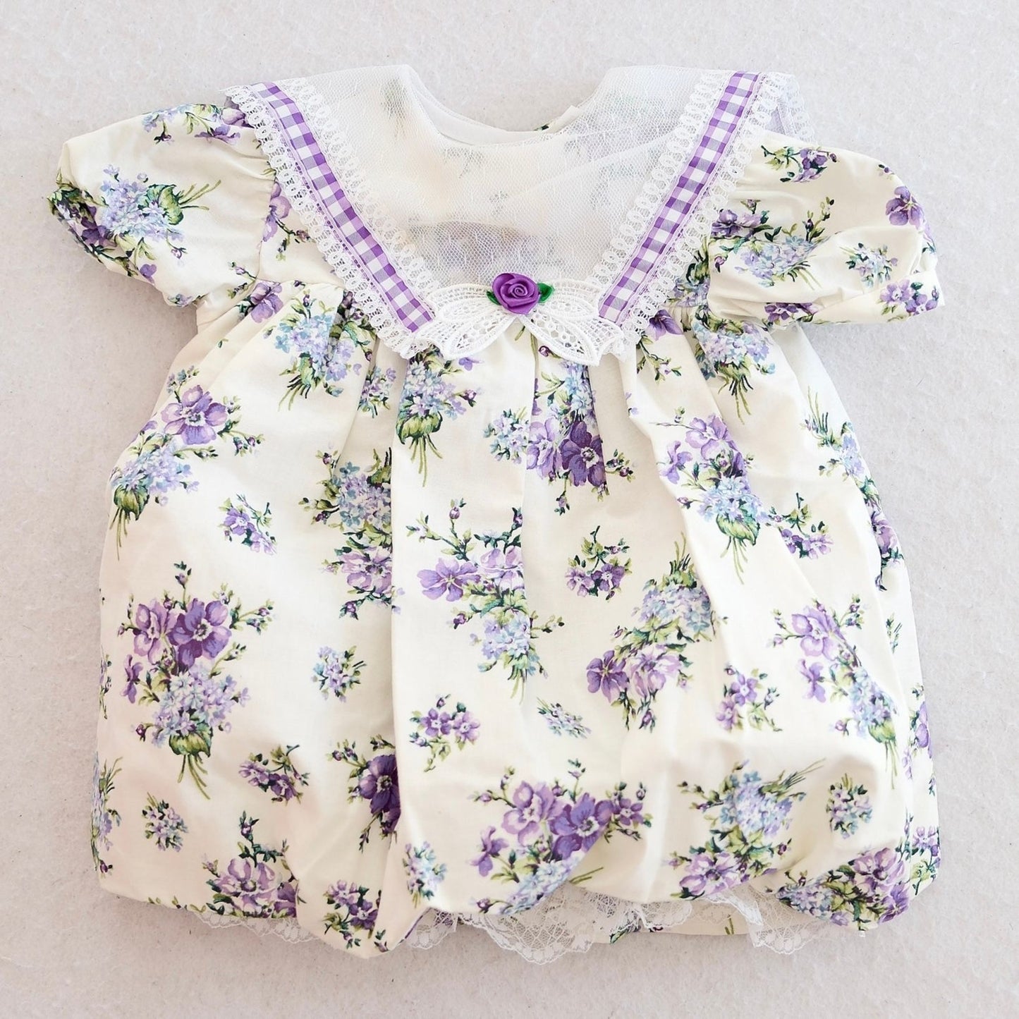 Vintage Thomas Purple Floral Bubble Hem Baby Dress, 24M