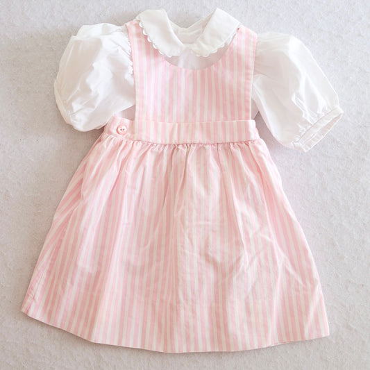Vintage Chocolate Soup Pink Stripe Toddler Pinafore Set, 2T