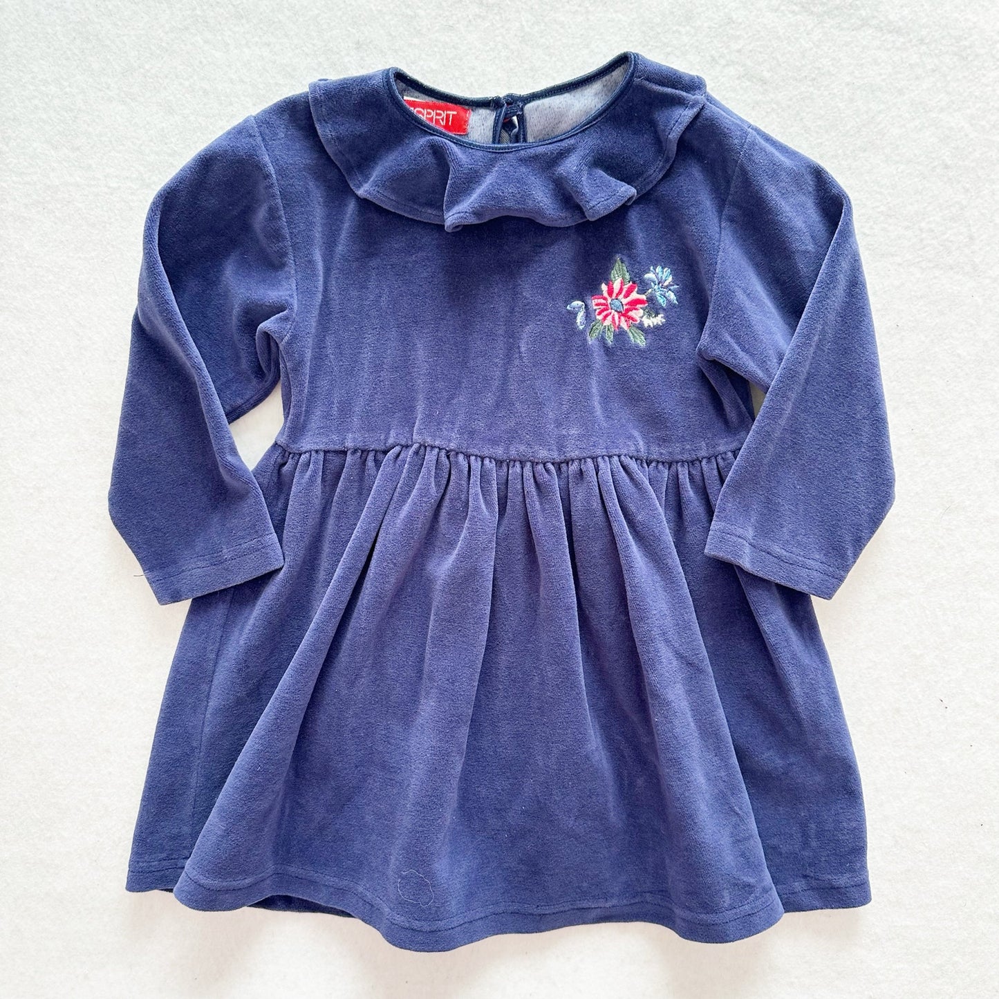 Vintage Esprit Velour Flower Embroidered Dress: 4T