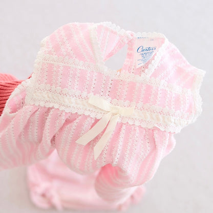 Vintage Carter's Pink Pointelle Eyelet Baby Top + Bloomer Set, 12M