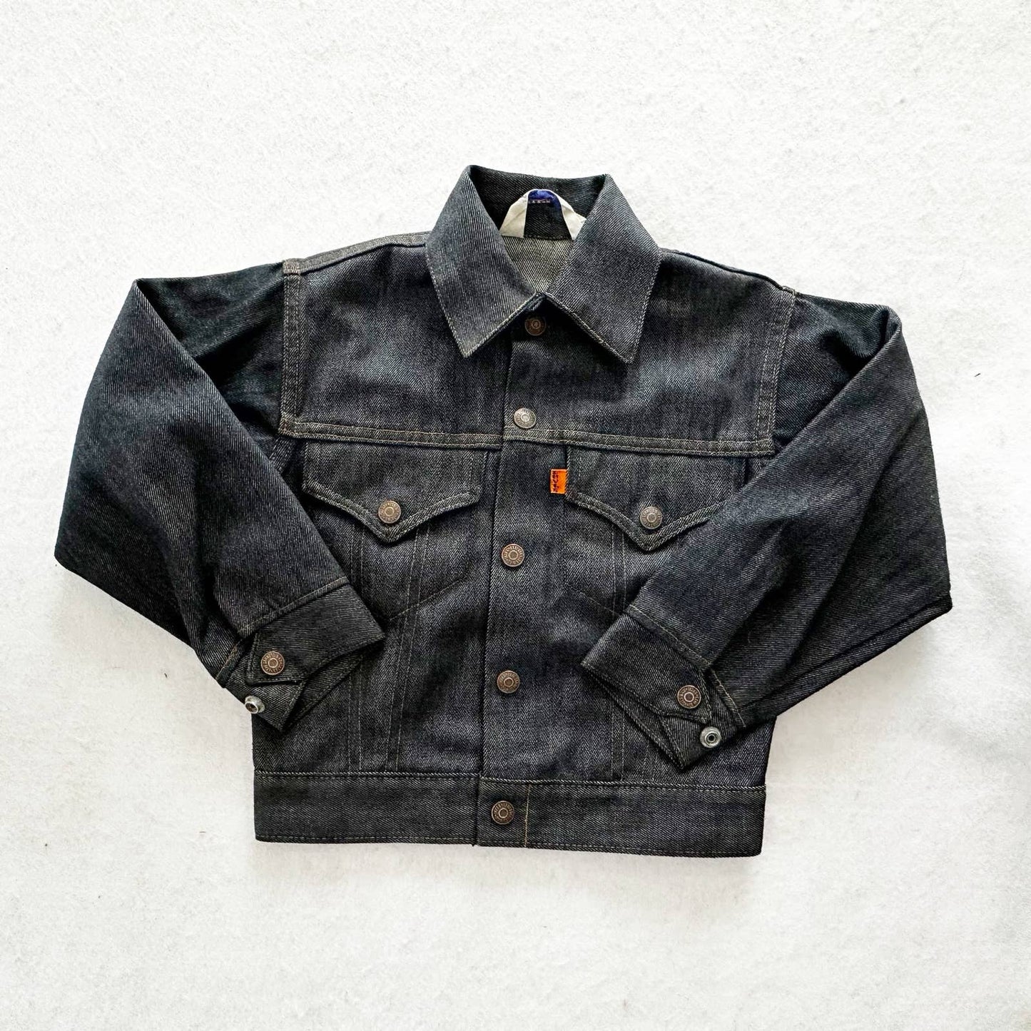 Vintage Levi’s 70s Orange Tab Dark Wash Denim Kids Jacket: 6y? - Yellow Clover Vintage Kids Clothes