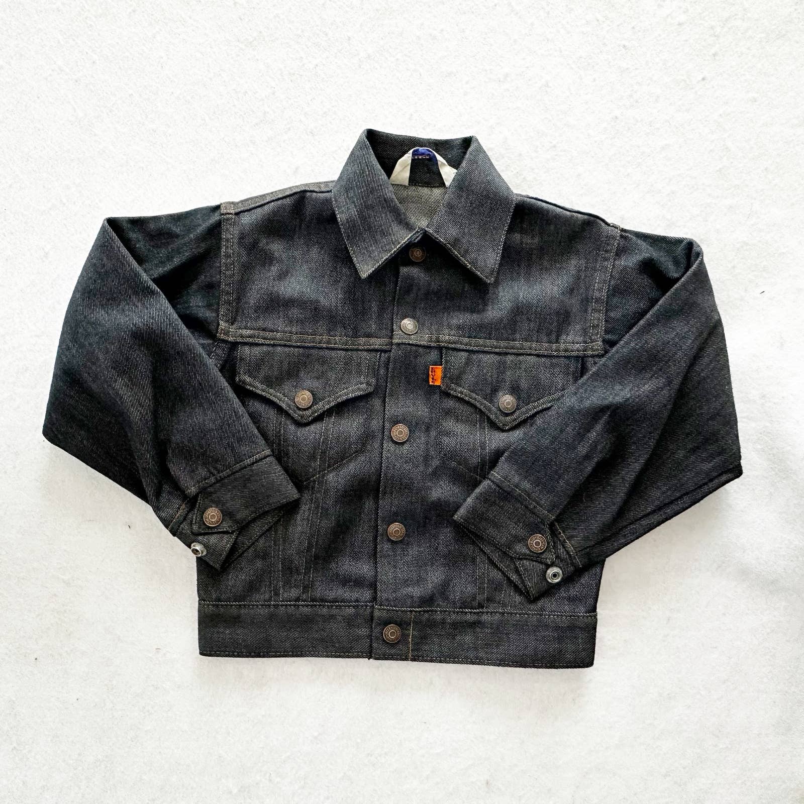 Vintage Levi’s 70s Orange Tab Dark Wash Denim Kids Jacket: 6y? - Yellow Clover Vintage Kids Clothes