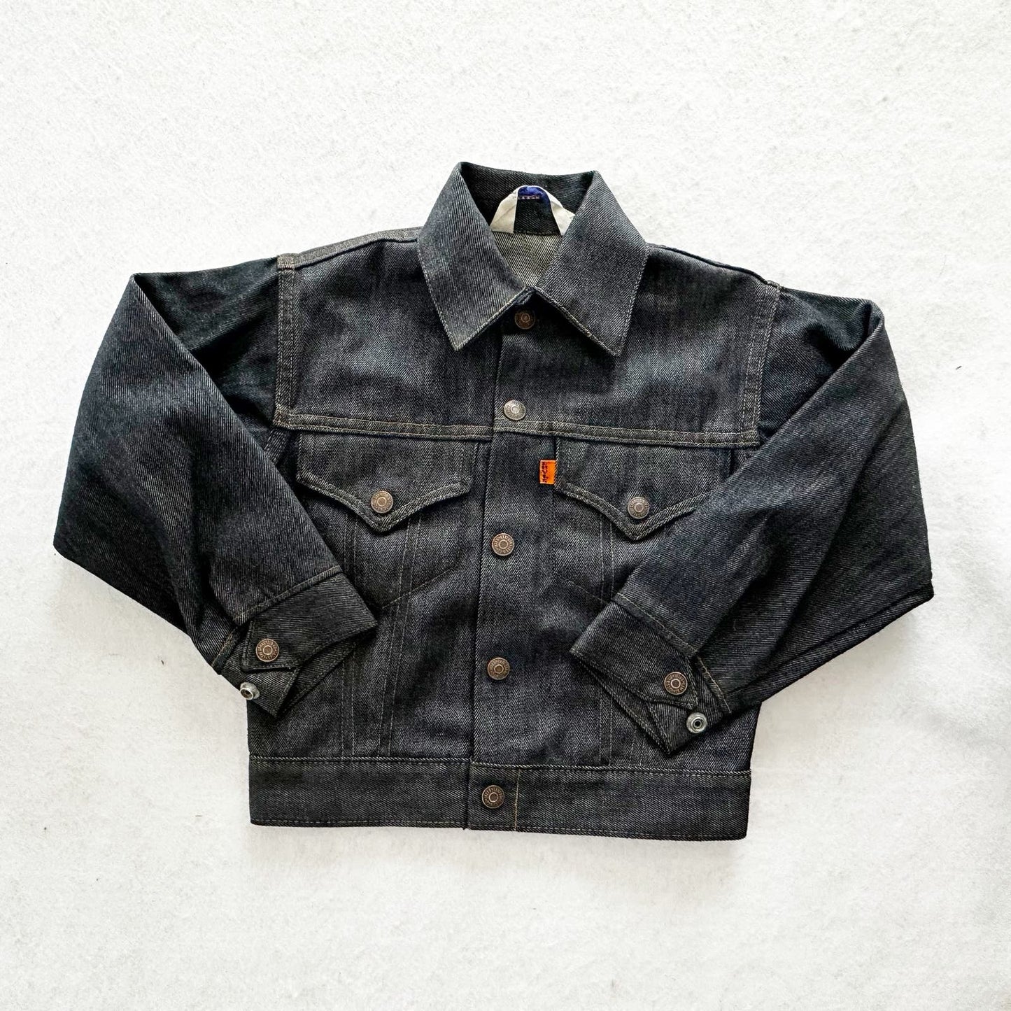 Vintage Levi’s 70s Orange Tab Dark Wash Denim Kids Jacket: 6y? - Yellow Clover Vintage Kids Clothes