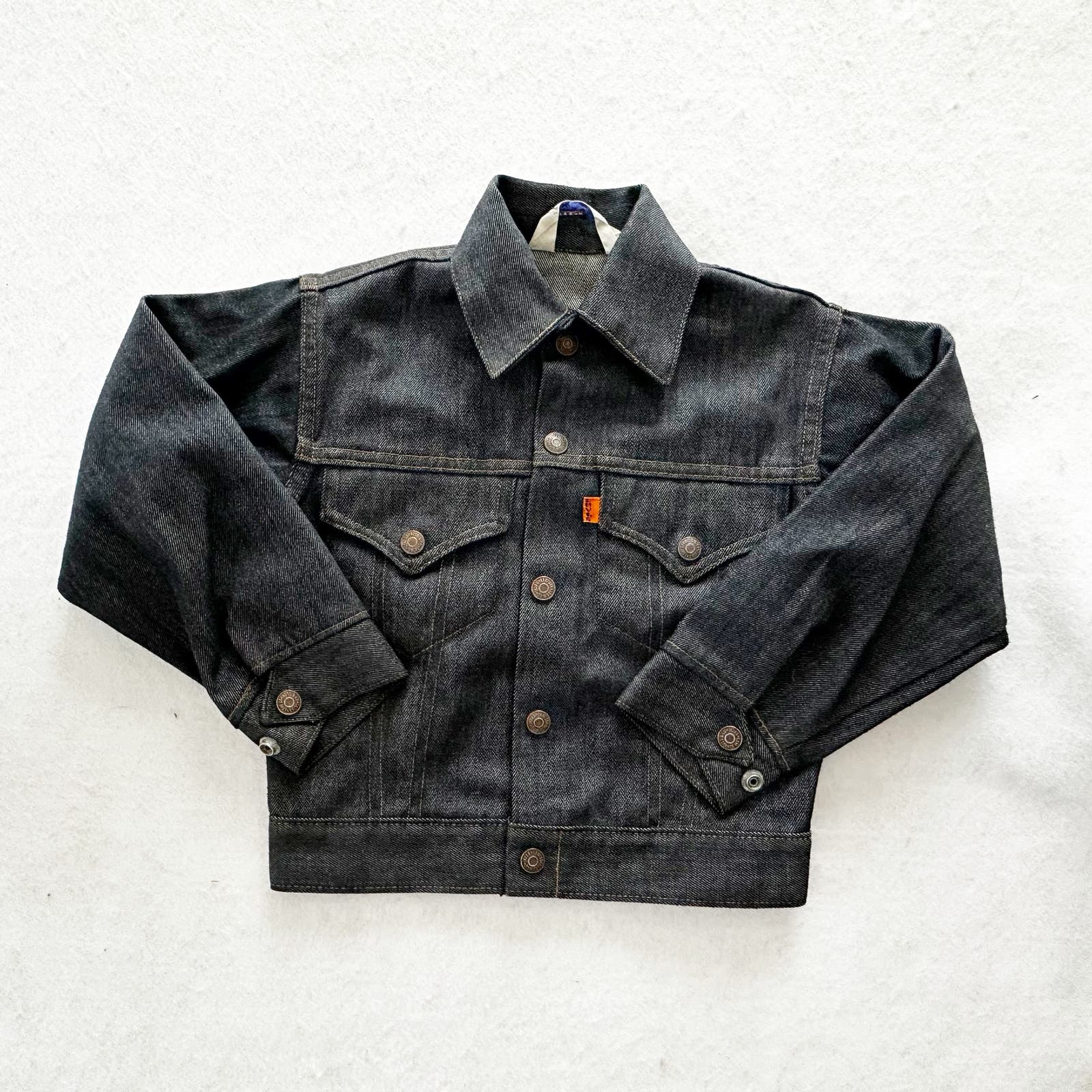 Vintage Levi’s 70s Orange Tab Dark Wash Denim Kids Jacket: 6y? - Yellow Clover Vintage Kids Clothes