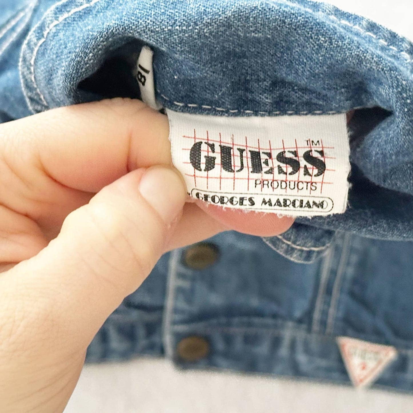 Vintage Guess Baby Denim Jacket with Back Design: 18m - Yellow Clover Vintage Kids Clothes
