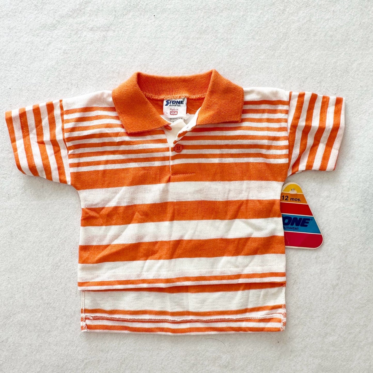 Vintage + Y2K Small Steps Striped Beach Romper and Stone Polo: 6/9m