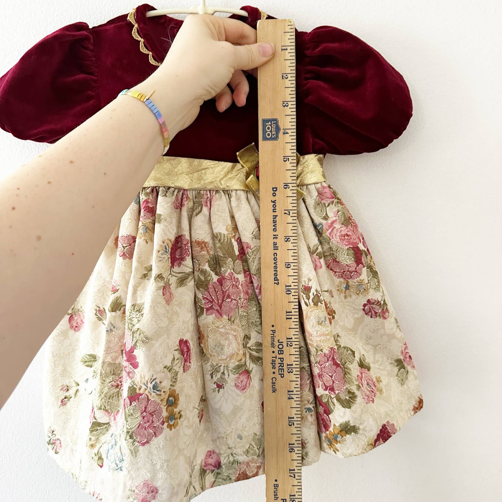 Vintage Rare Editions Velvet Floral Dressy Dress: 18m - Yellow Clover Vintage Kids Clothes