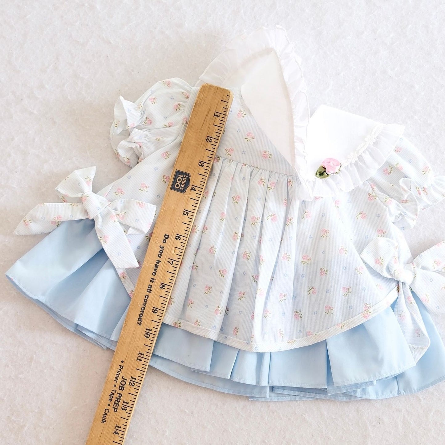 Vintage Bryan Blue Floral Pleated Baby Dress, 6m?