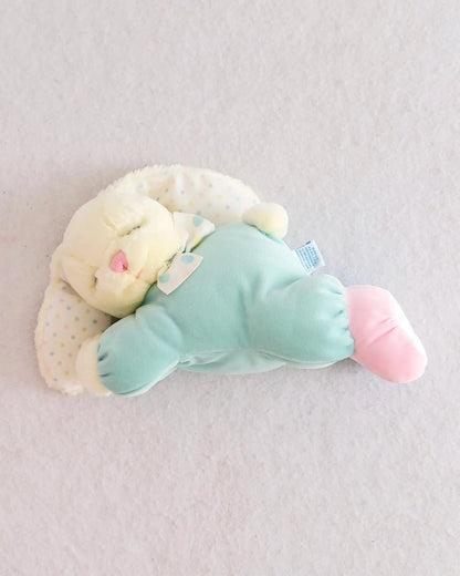Vintage Eden mint green sleeping bunny plush with polka dot ears