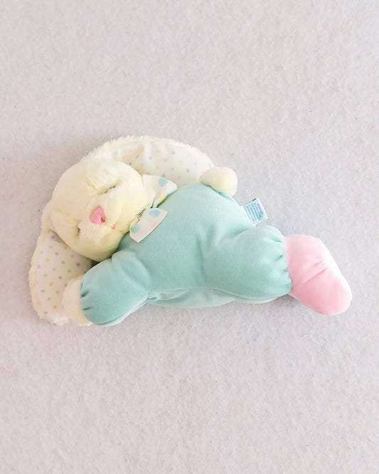 Vintage Eden mint green sleeping bunny plush with polka dot ears