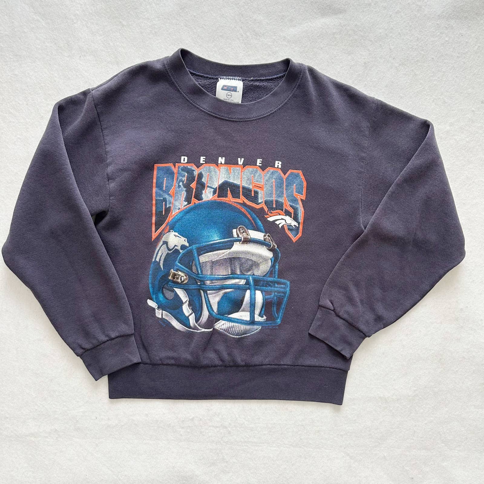 Vintage Denver Broncos Graphic Kids Sweatshirt: 10/12y - Yellow Clover Vintage Kids Clothes