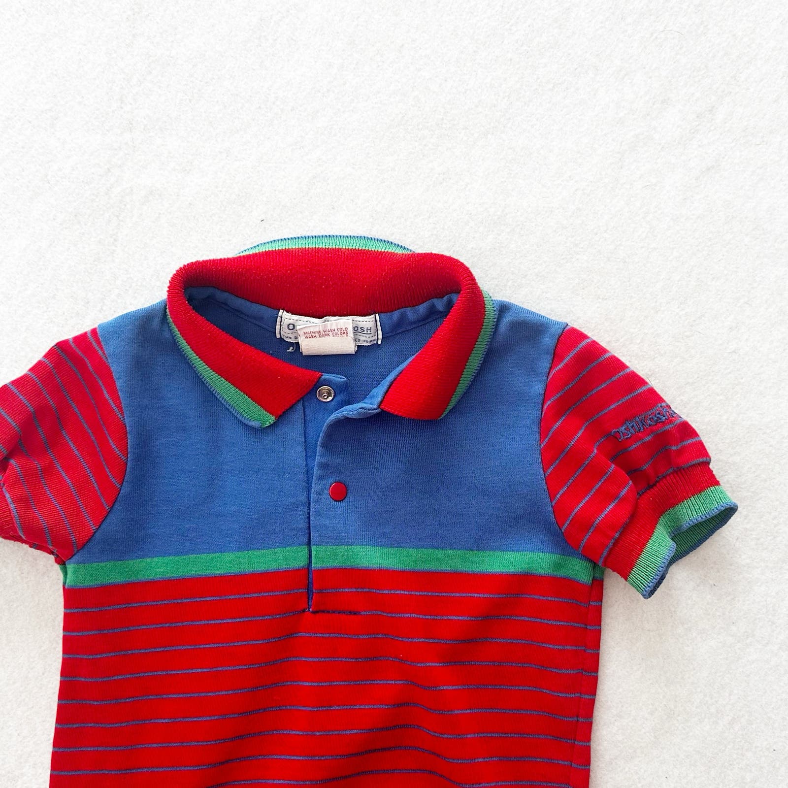 Vintage OshKosh Striped Short Sleeve Polo Shirt: 2T? - Yellow Clover Vintage Kids Clothes