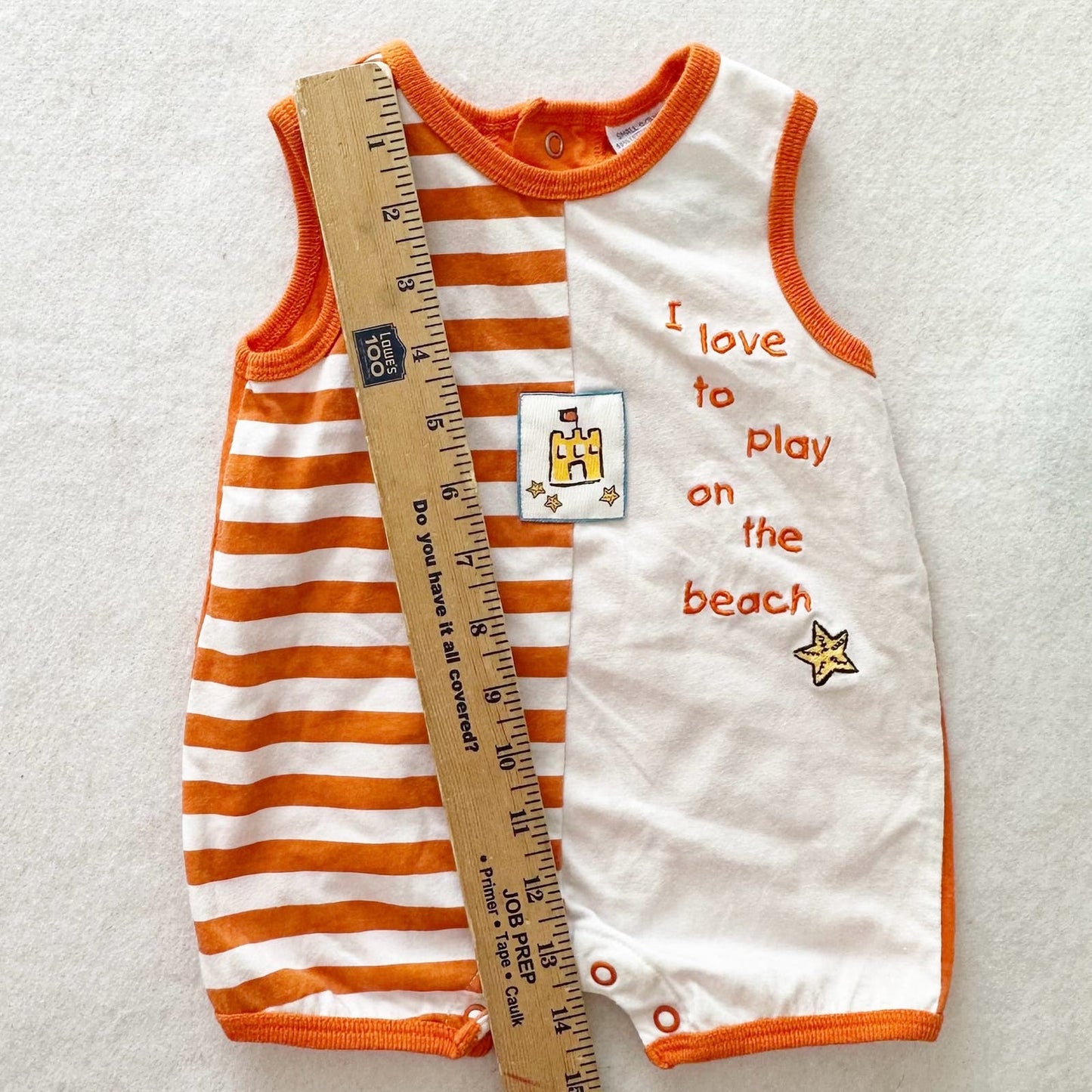Vintage + Y2K Small Steps Striped Beach Romper and Stone Polo: 6/9m