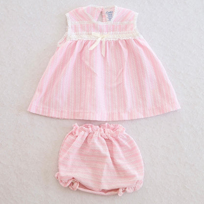 Vintage Carter's Pink Pointelle Eyelet Baby Top + Bloomer Set, 12M