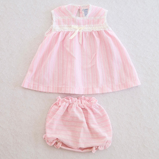 Vintage Carter's Pink Pointelle Eyelet Baby Top + Bloomer Set, 12M