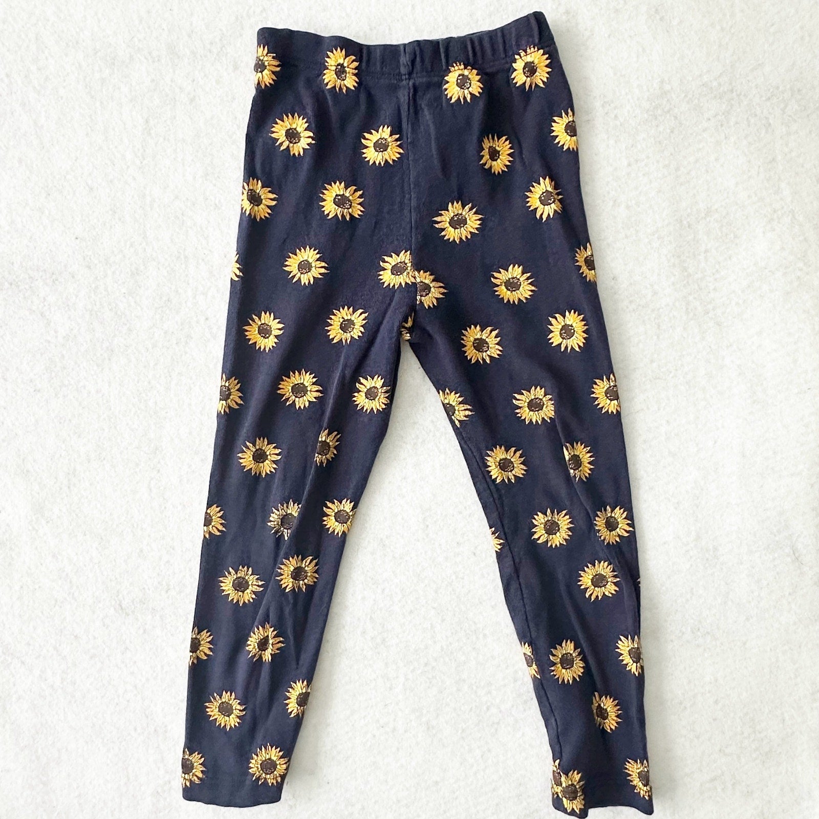 Vintage Spumoni Goose Sunflower Peplum Top + Leggings: 6y - Yellow Clover Vintage Kids Clothes