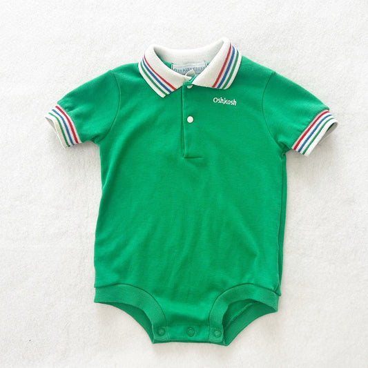 Vintage OshKosh Striped Collar Bodysuit Romper: 12m?