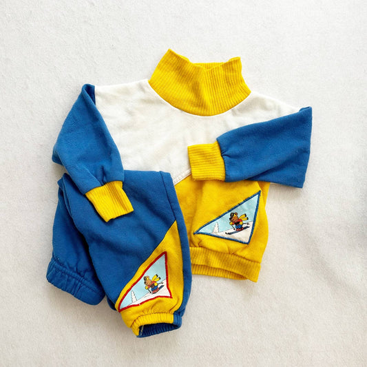 Vintage Camptown Ski Bear Sweatshirt Set: 24m? - Yellow Clover Vintage Kids Clothes
