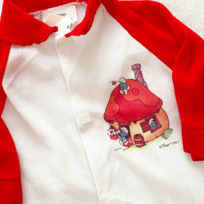 Vintage 1981 Smurfs Baby Sleeper: NB - Yellow Clover Vintage Kids Clothes