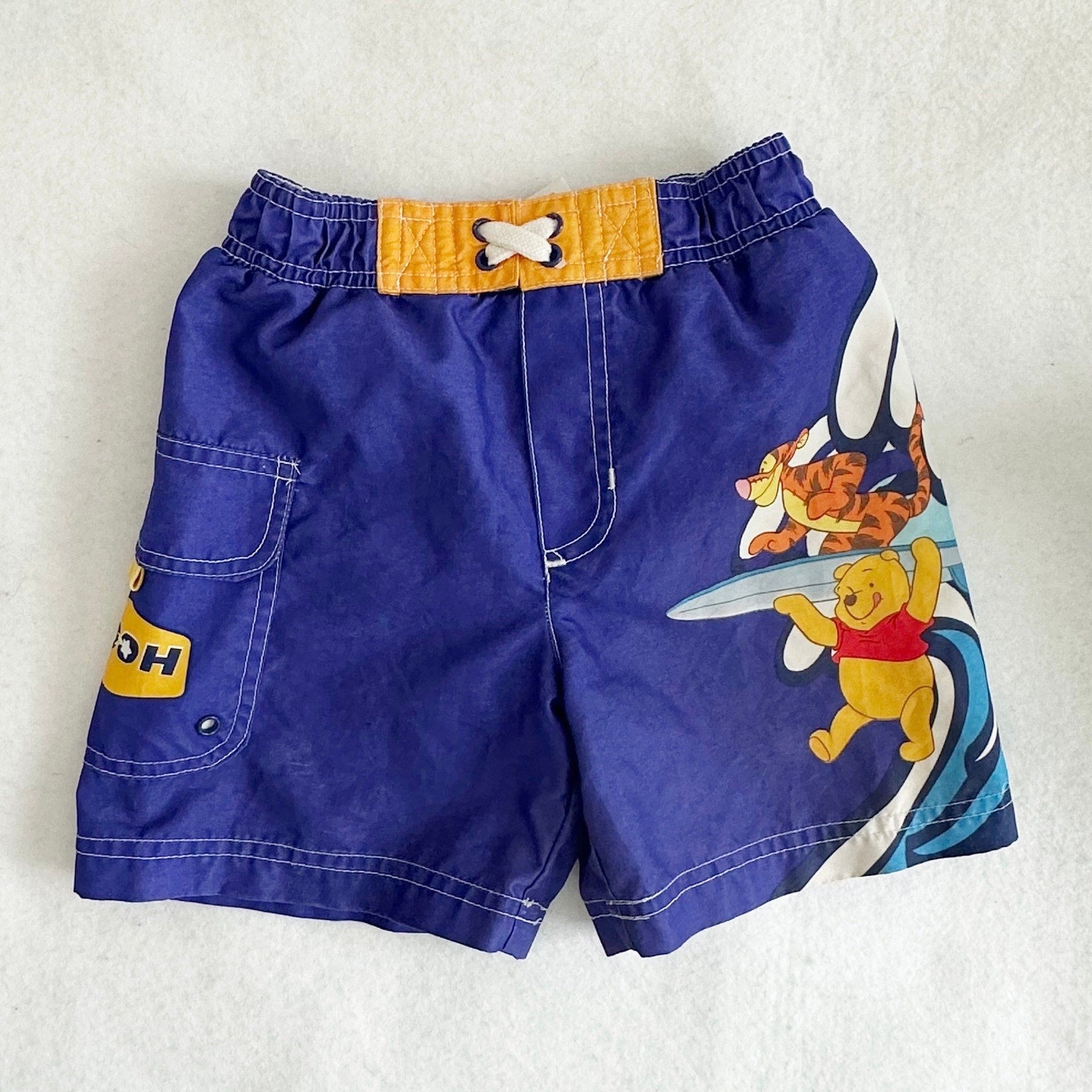 Y2K Disney Winnie the Pooh Surf Swim Trunks: 3T - Yellow Clover Vintage Kids Clothes