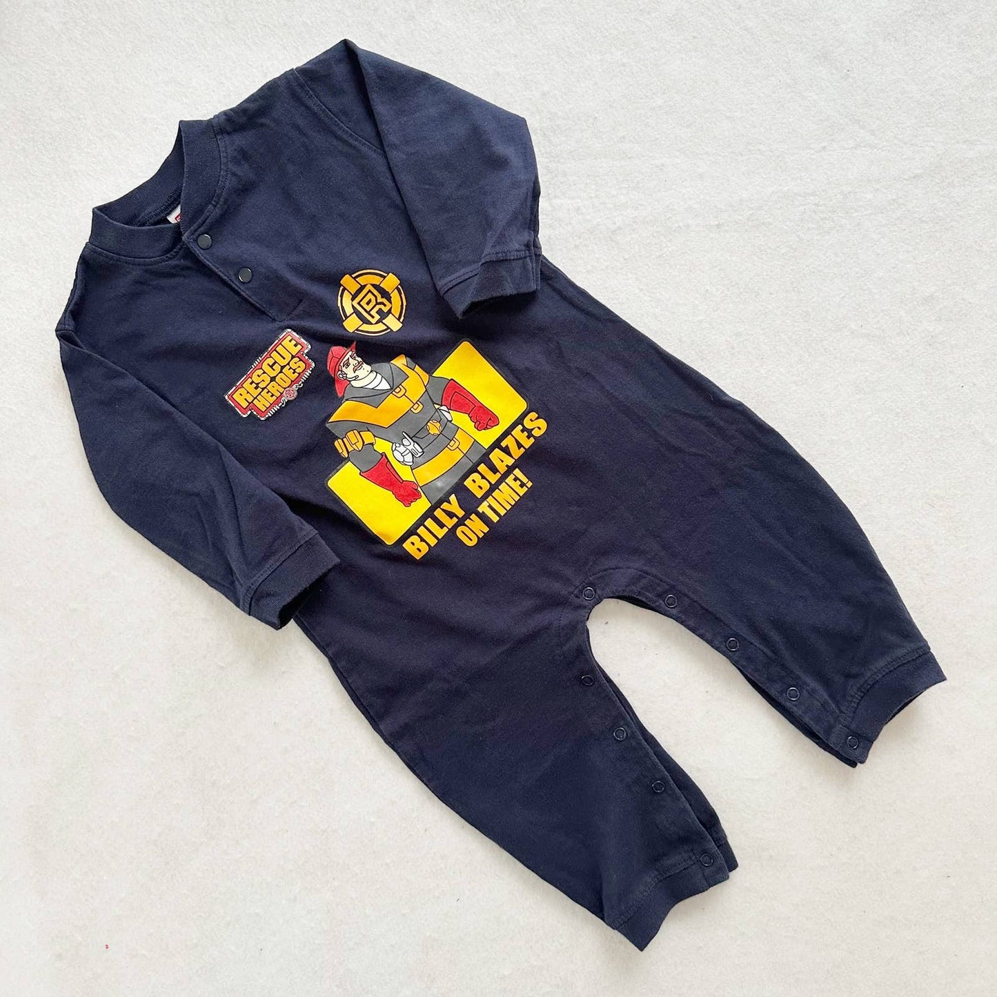 Vintage Rescue Heroes Blaze Graphic Romper: 18m - Yellow Clover Vintage Kids Clothes