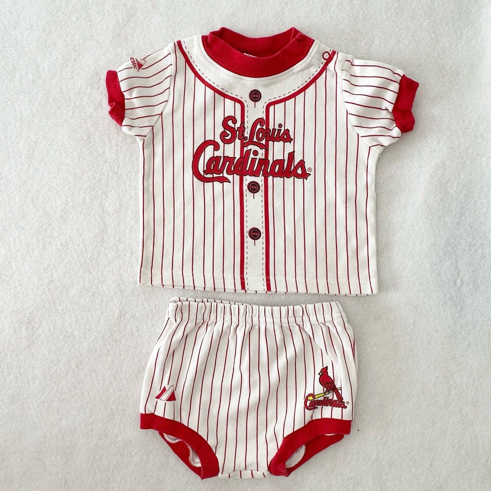 Y2K Majestic St. Louis Cardinals Baby Outfit: 12m - Yellow Clover Vintage Kids Clothes