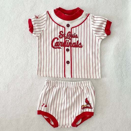 Y2K Majestic St. Louis Cardinals Baby Outfit: 12m - Yellow Clover Vintage Kids Clothes