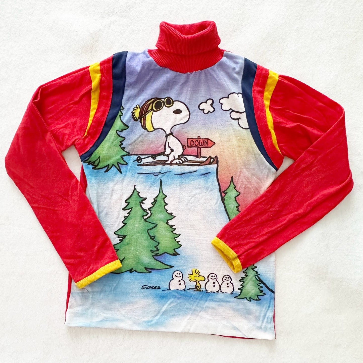 Vintage Rob Roy Snoopy Ski Turtleneck Tee: 7y - Yellow Clover Vintage Kids Clothes