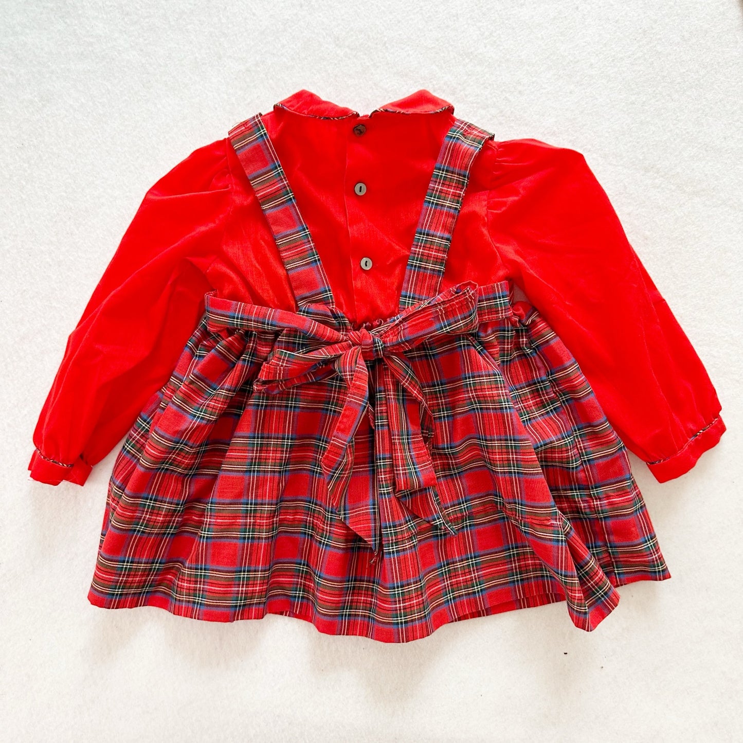 Vintage Polly Flinders Plaid Smocked Dress: 24m