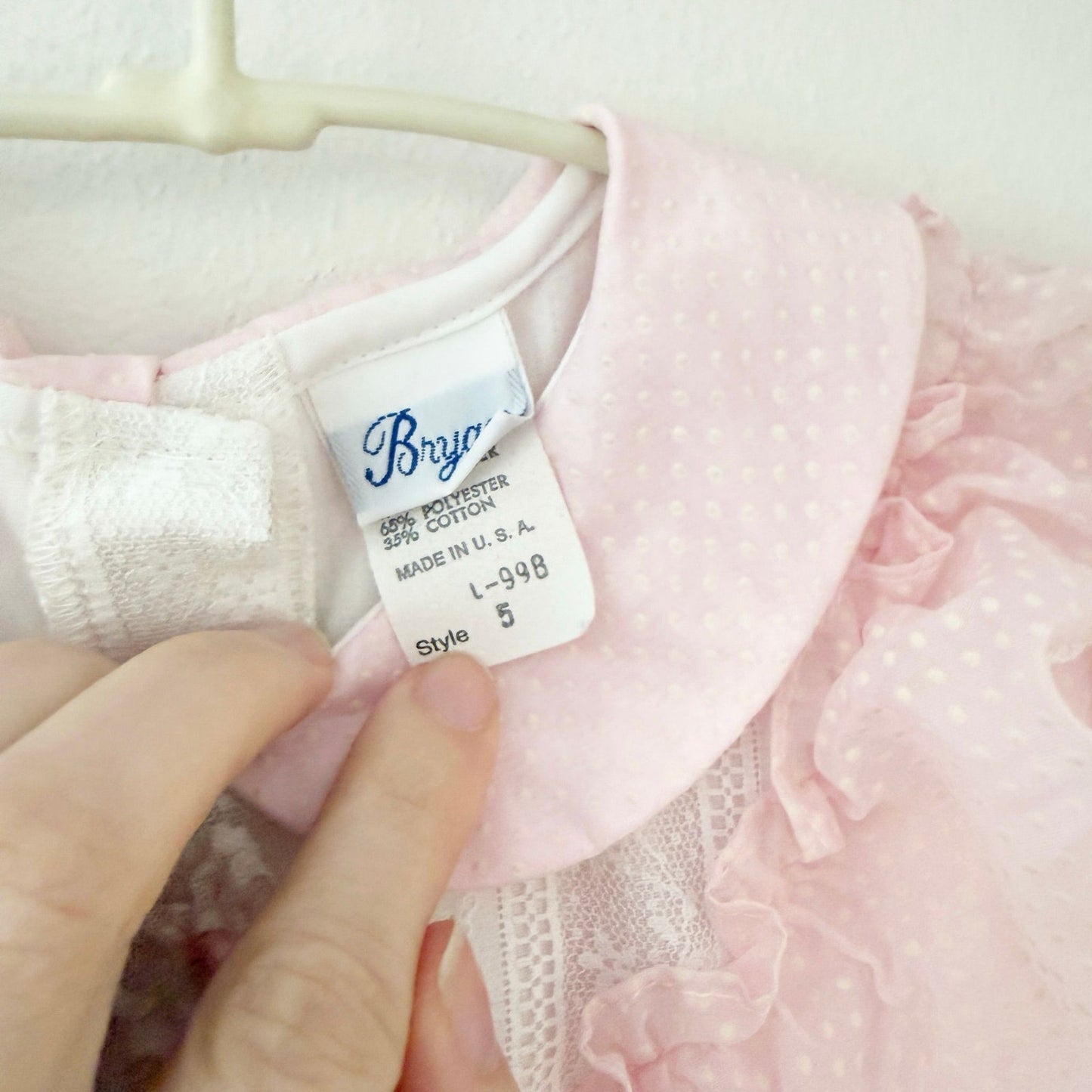 Vintage Bryan Swiss Dot Flocked Ruffled Lace Kids Dress: 5