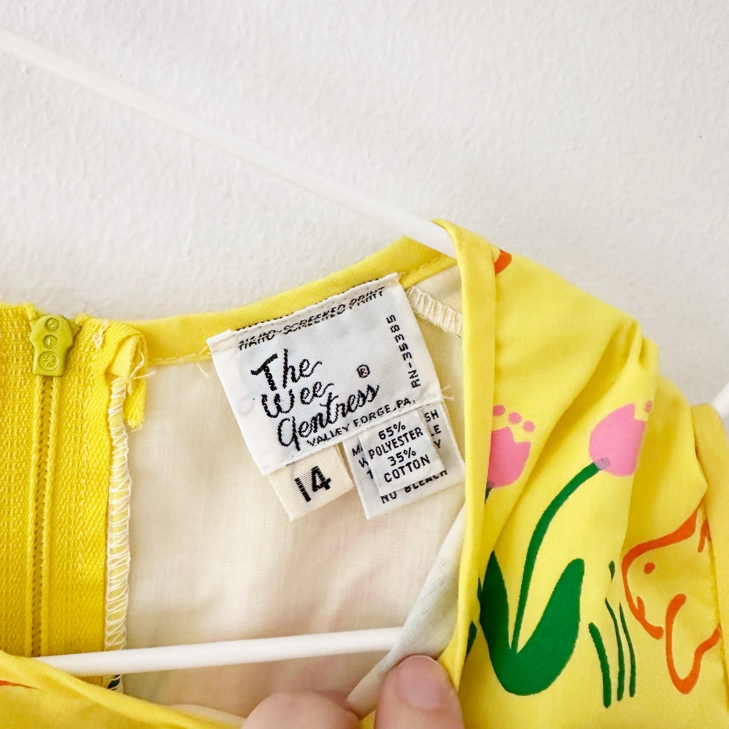 Vintage Wee Gentress Bunny Tulip Shift Dress: 12y? - Yellow Clover Vintage Kids Clothes