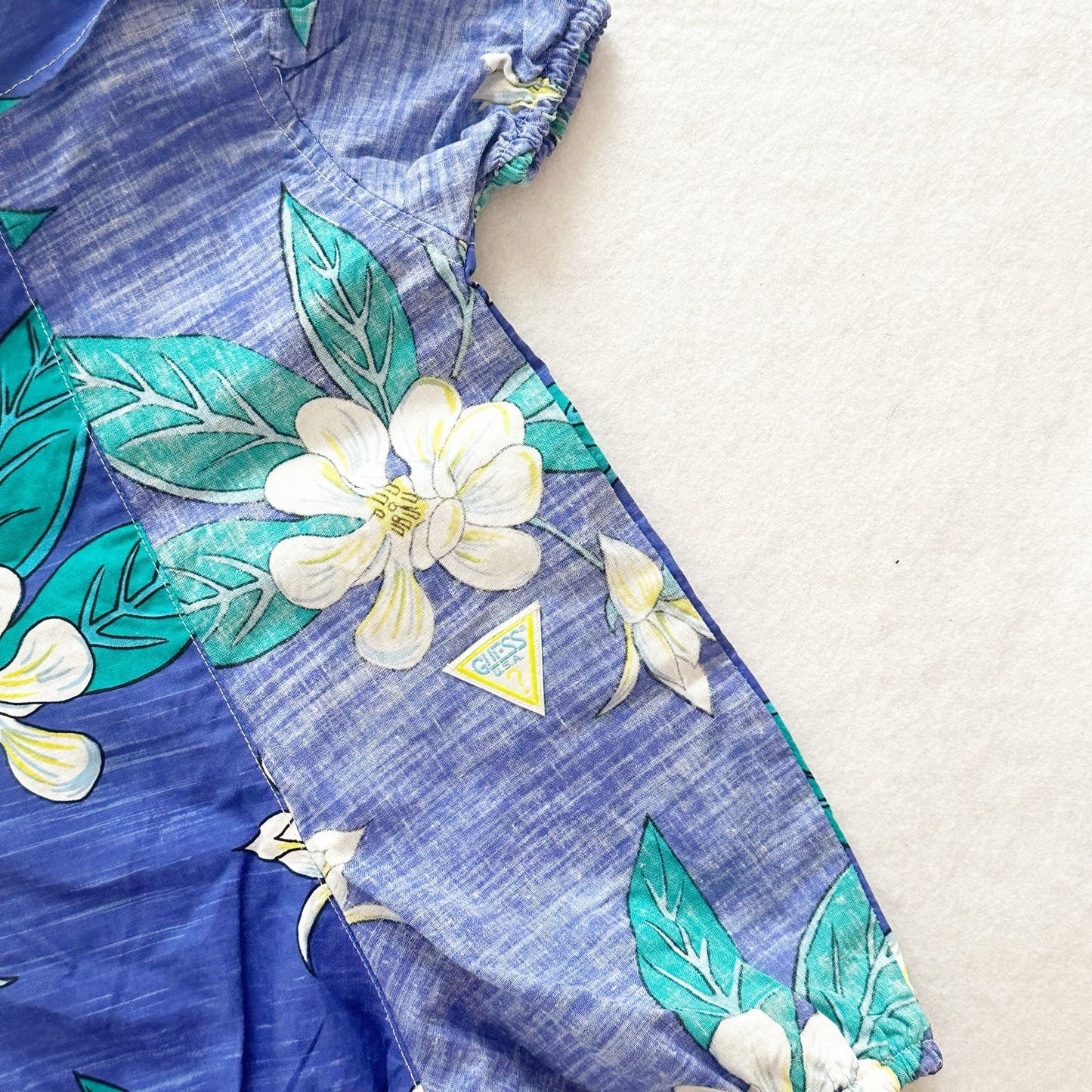 Vintage Baby Guess Tropical Floral Romper: 12m - Yellow Clover Vintage Kids Clothes