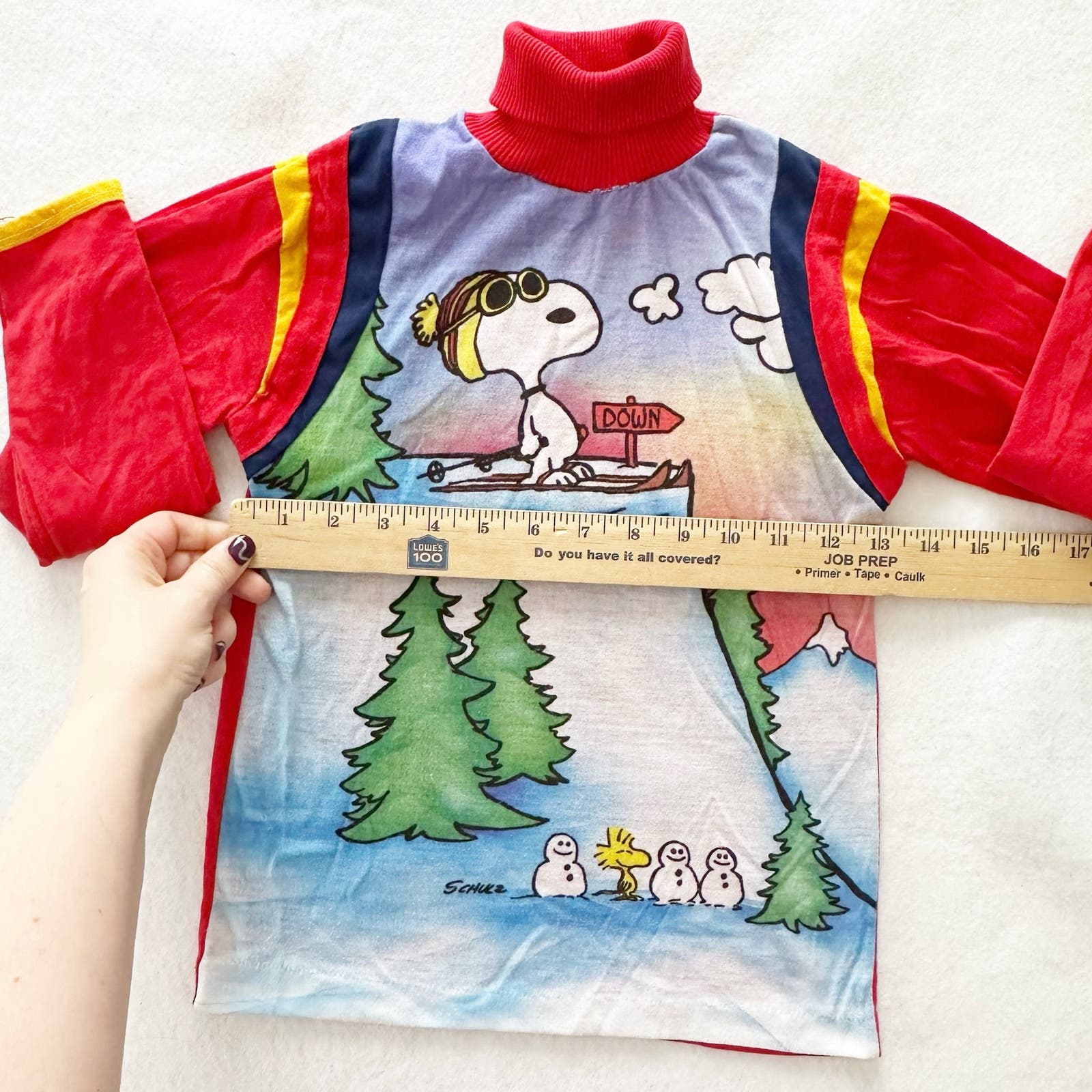 Vintage Rob Roy Snoopy Ski Turtleneck Tee: 7y - Yellow Clover Vintage Kids Clothes