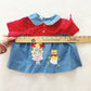 Vintage Girl + Kitty Chambray Appliqué Top: 24m - Yellow Clover Vintage Kids Clothes