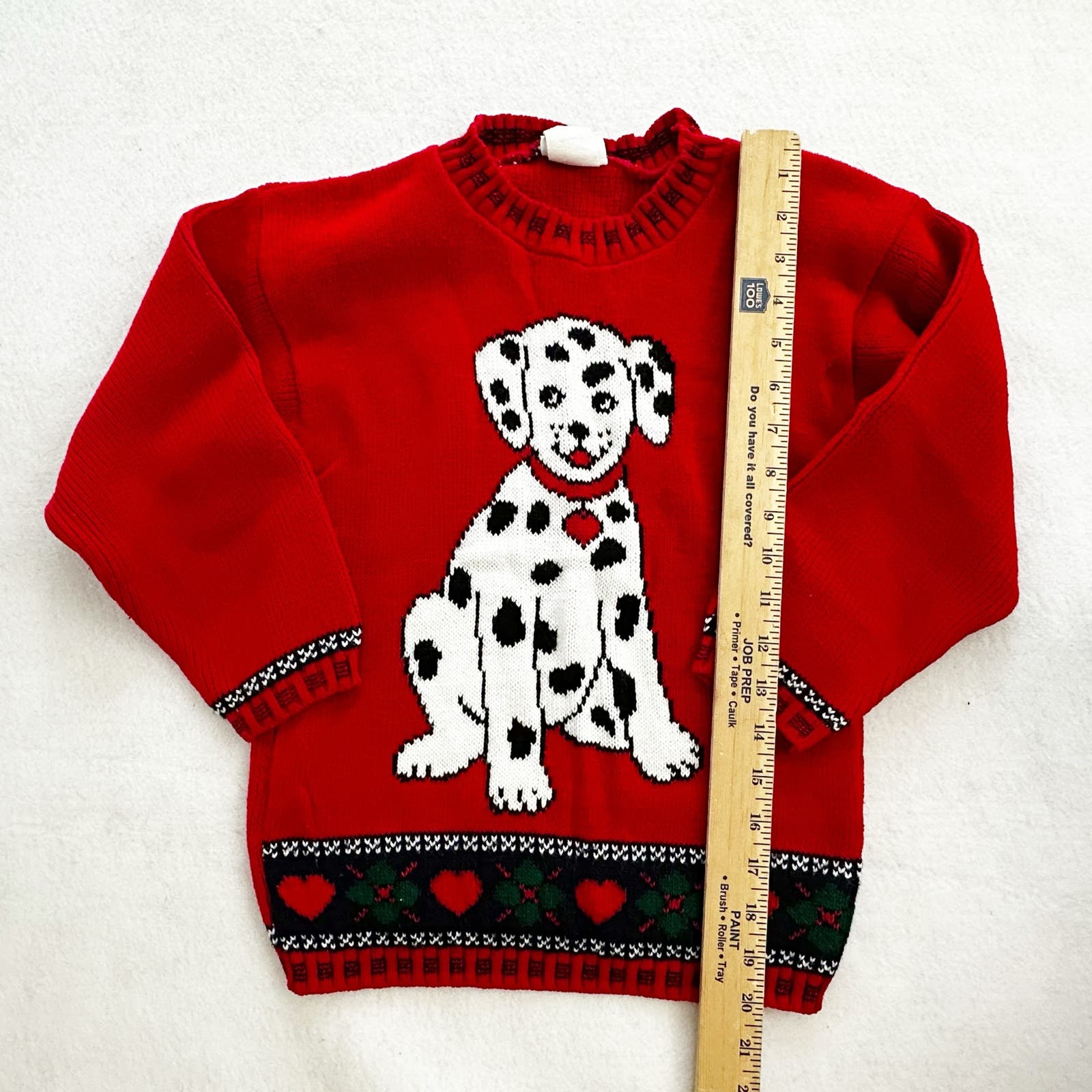 Vintage Basic Editions Dalmatians Hearts Acrylic Sweater: 7/8y - Yellow Clover Vintage Kids Clothes
