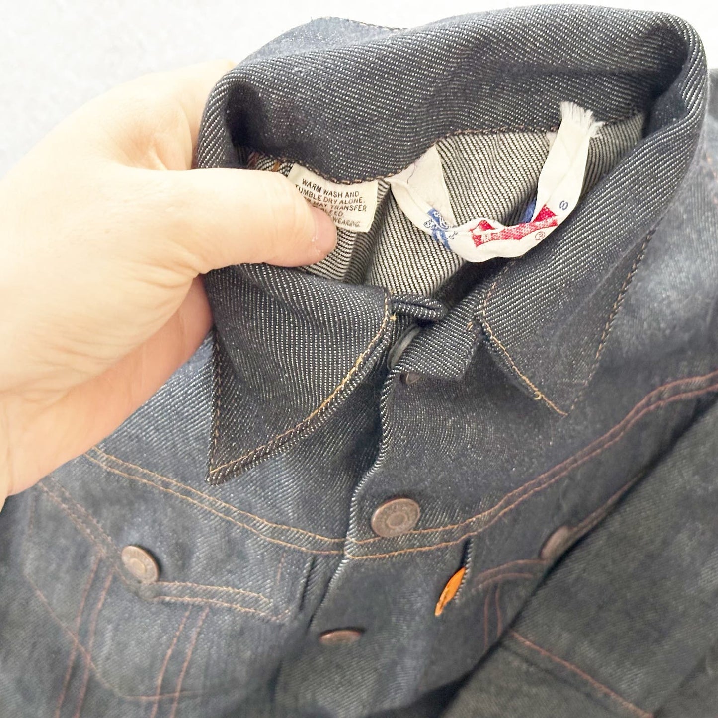 Vintage Levi’s 70s Orange Tab Dark Wash Denim Kids Jacket: 6y? - Yellow Clover Vintage Kids Clothes