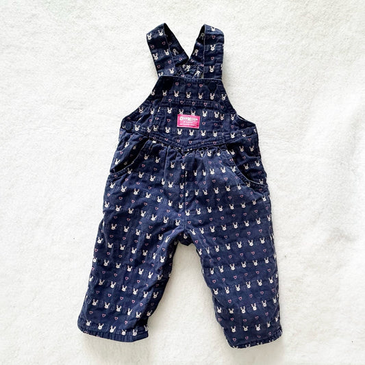 Vintage OshKosh Bunny Hearts Homespun Overalls: 18m - Yellow Clover Vintage Kids Clothes