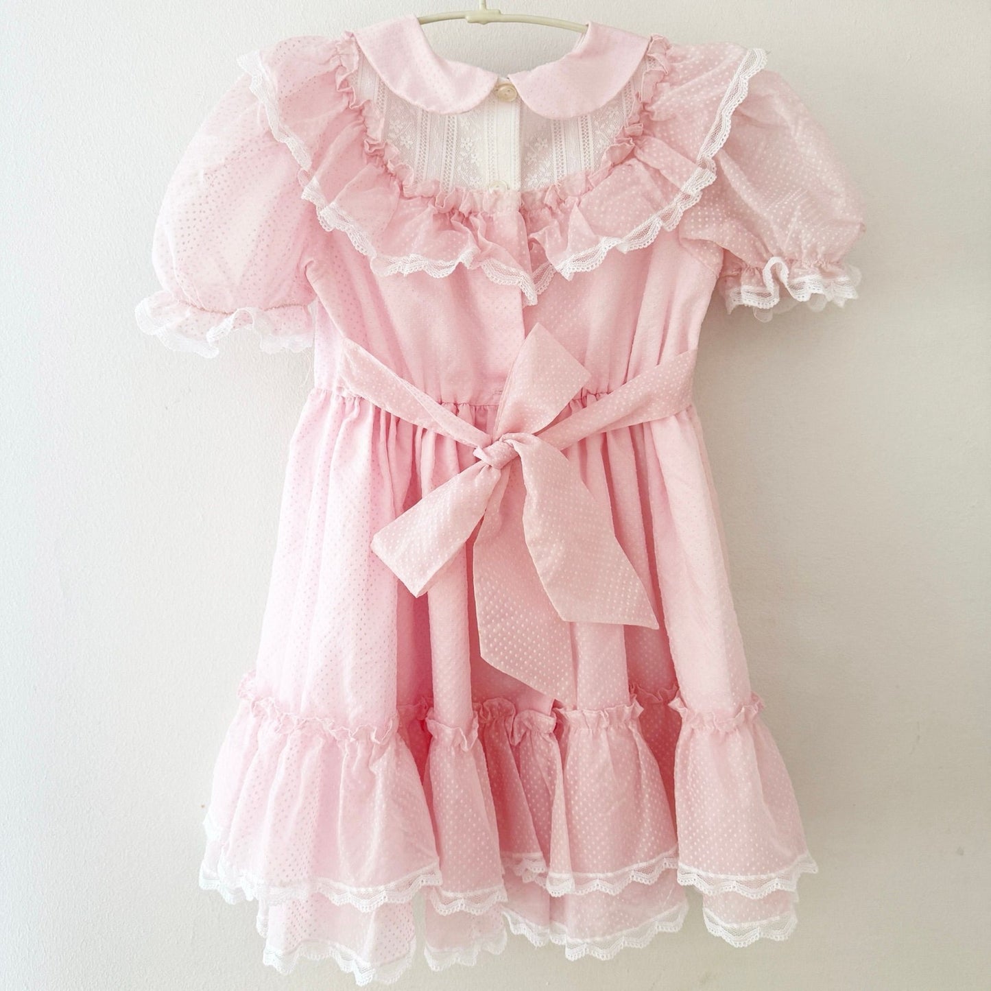 Vintage Bryan Swiss Dot Flocked Ruffled Lace Kids Dress: 5