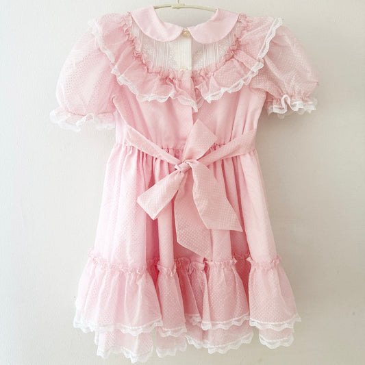Vintage Bryan Swiss Dot Flocked Ruffled Lace Kids Dress: 5