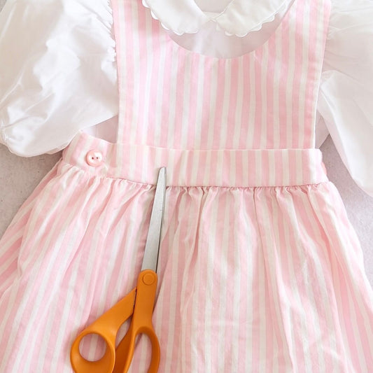 Vintage Chocolate Soup Pink Stripe Toddler Pinafore Set, 2T