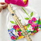 Vintage Bright Flower Collar Romper: 6m