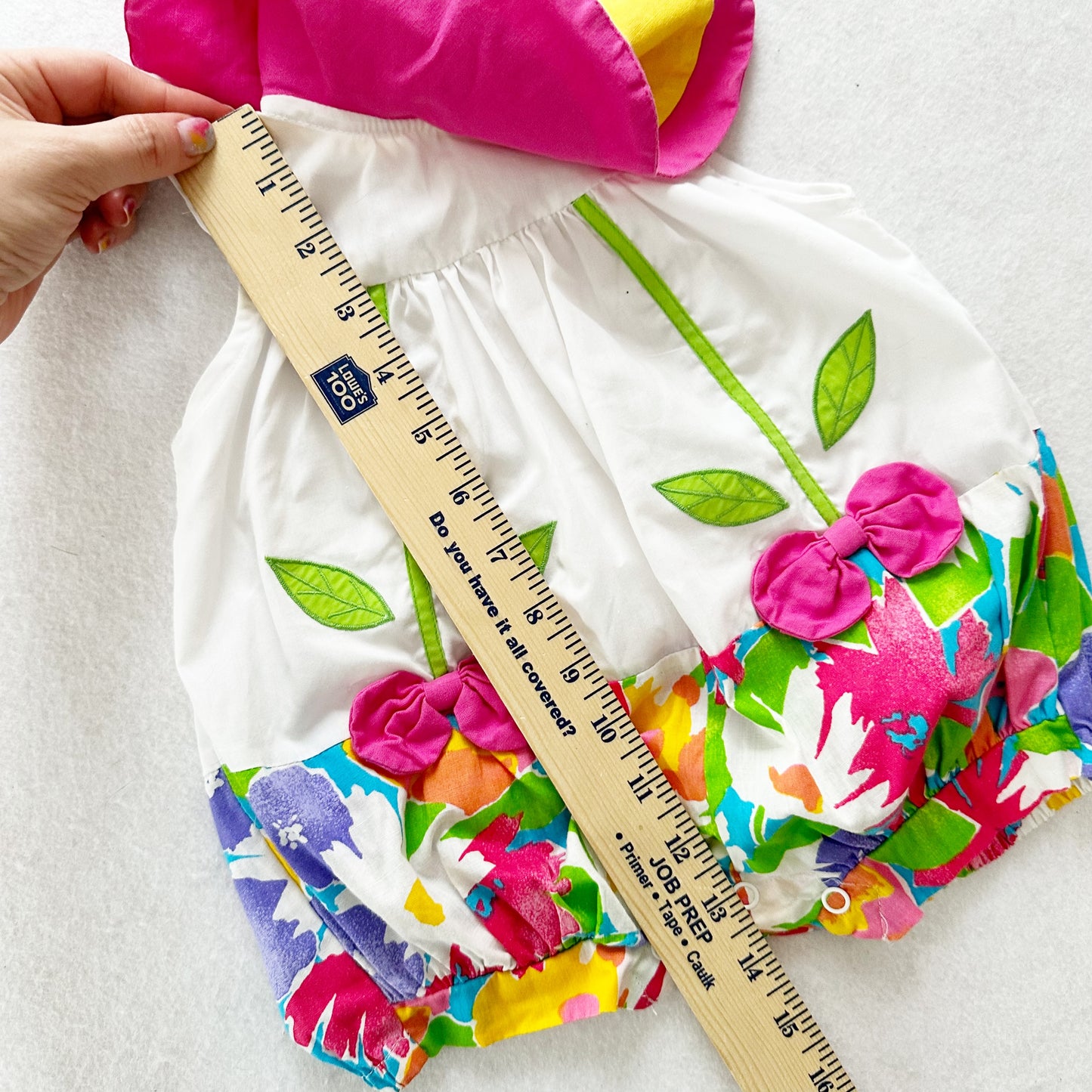 Vintage Bright Flower Collar Romper: 6m